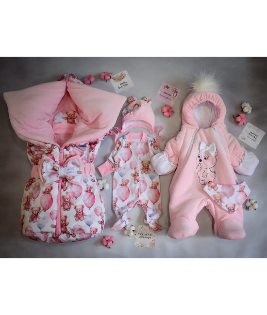 Комплект на выписку Picolita Любимка-Мишка розовый