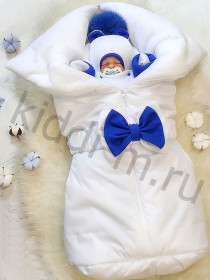 Зимний комплект на выписку Picolita Любимка-Мишка белый-синий