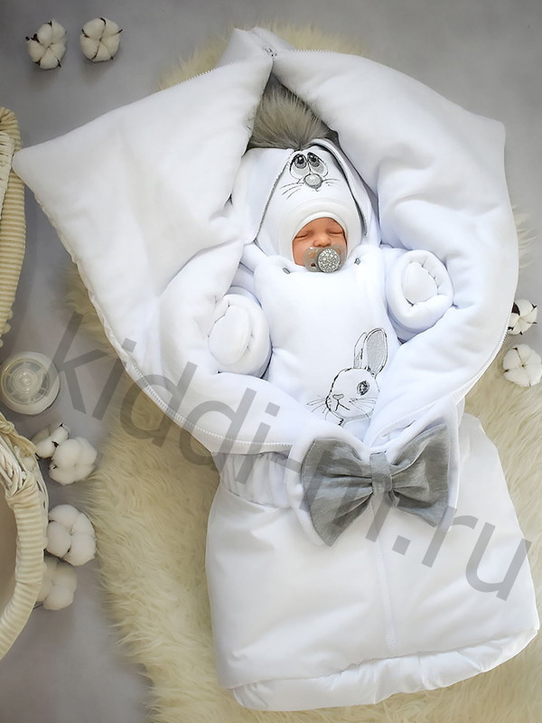 Зимний комплект Picolita Любимка-Зайка белый-серый