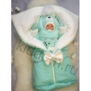 Зимний комплект на выписку Picolita Любимка Мишка мята-молочный