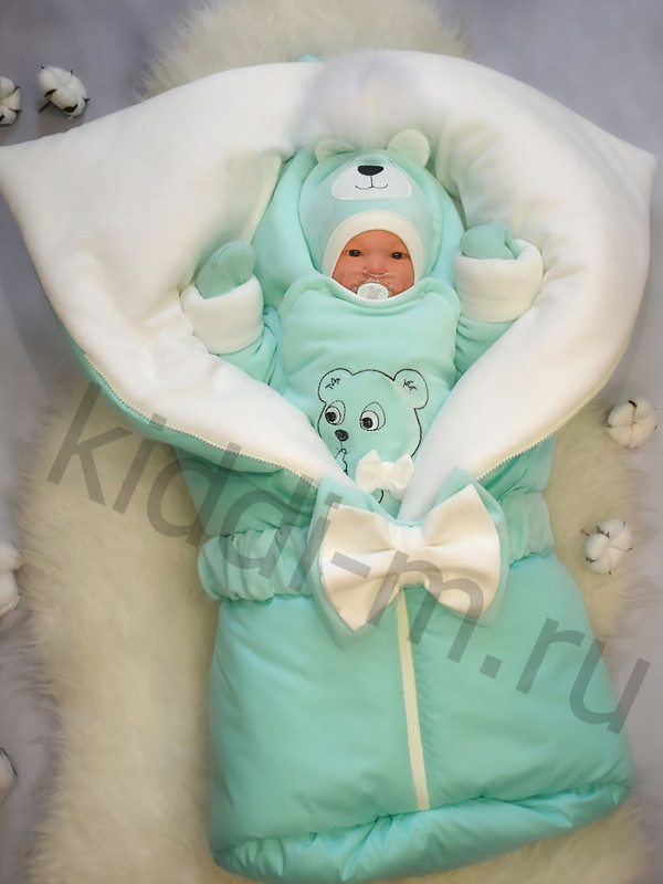 Зимний комплект Picolita Любимка-Мишка мята-молочный