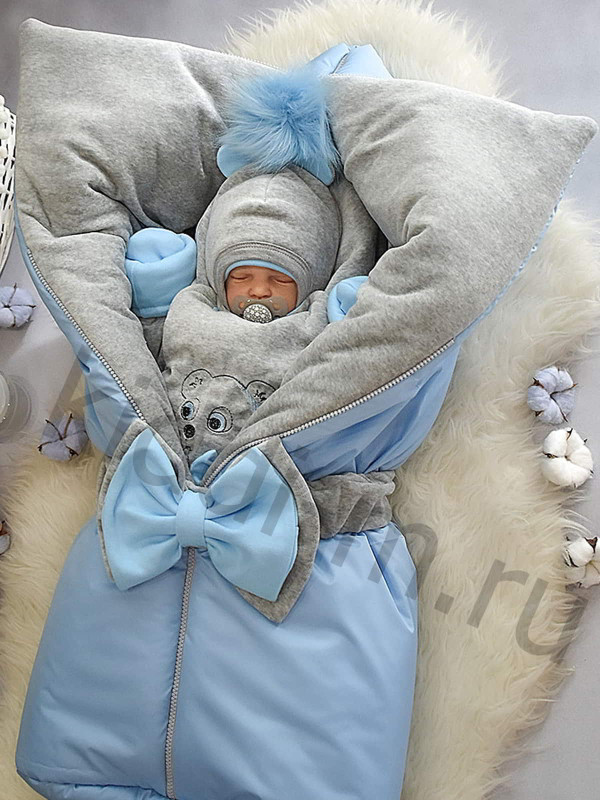 Зимний комплект Picolita Любимка-Мишка голубой-серый