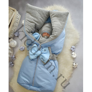 Зимний комплект на выписку Picolita Любимка Мишка голубой-серый