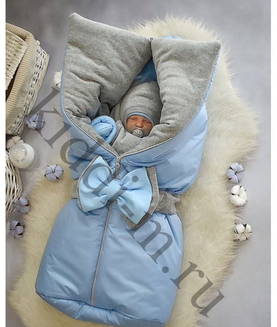 Зимний комплект на выписку Picolita Любимка Мишка голубой-серый