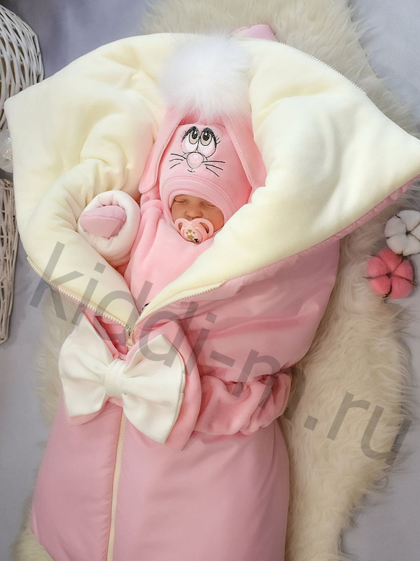 Зимний комплект Picolita Любимка-Зайка розовый-молочный