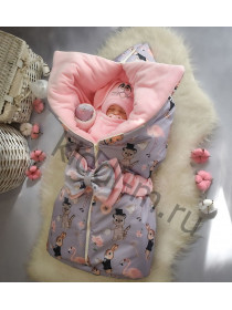 Зимний комплект на выписку Picolita Любимка Зайка серый-розовый