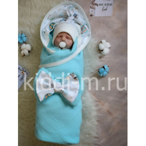 Летний комплект на выписку Picolita Муслин бирюзовый