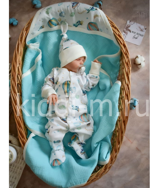 Летний комплект на выписку Picolita Муслин бирюзовый