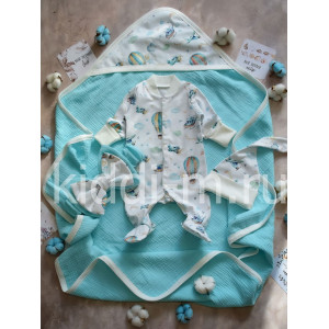 Летний комплект на выписку Picolita Муслин бирюзовый