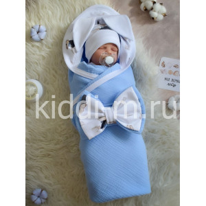 Летний комплект на выписку Picolita Муслин голубой