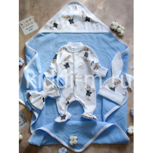 Летний комплект на выписку Picolita Муслин голубой