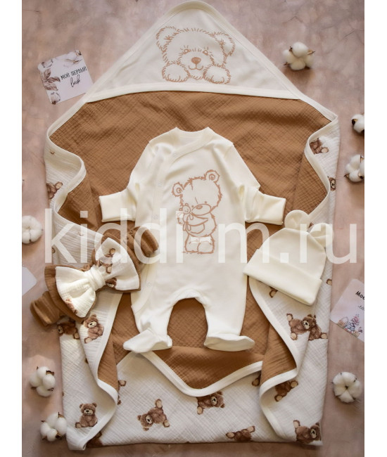 Летний комплект на выписку Picolita Муслин бежевый