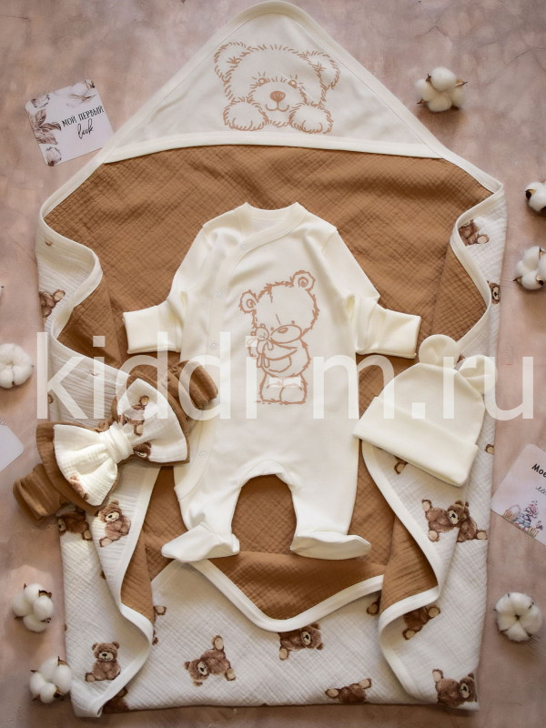 Летний комплект на выписку Picolita Муслин бежевый