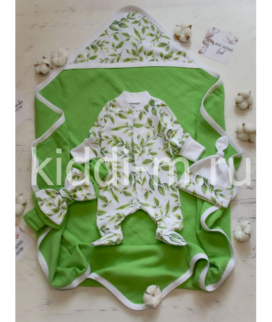 Летний комплект на выписку Picolita Муслин зеленый