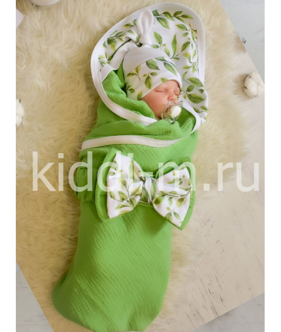 Летний комплект на выписку Picolita Муслин зеленый