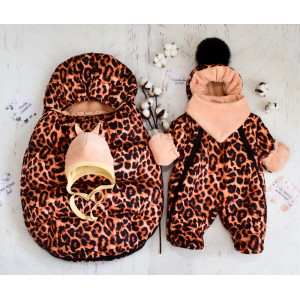 Зимний комплект на выписку Picolita Puffy-Киска коричневый