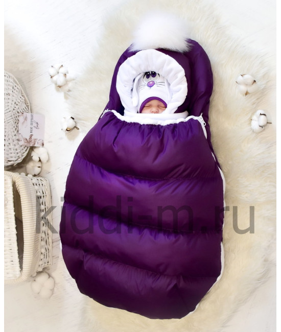 Зимний комплект на выписку Picolita Puffy-Зайка фиолетовый