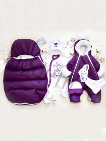 Зимний комплект на выписку Picolita Норд-Зайка фиолетовый