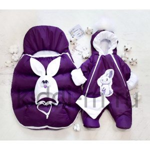 Зимний комплект на выписку Picolita Puffy-Зайка фиолетовый