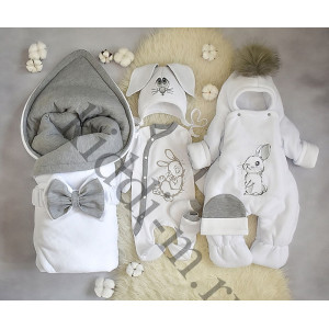 Зимний комплект Picolita Пушистики-Зайка белый-серый