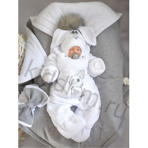 Зимний комплект Picolita Пушистики-Зайка белый-серый