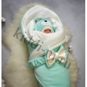 Зимний комплект на выписку Picolita Пушистики-Мишка ментол