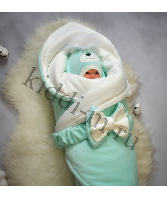 Зимний комплект на выписку Picolita Пушистики-Мишка ментол