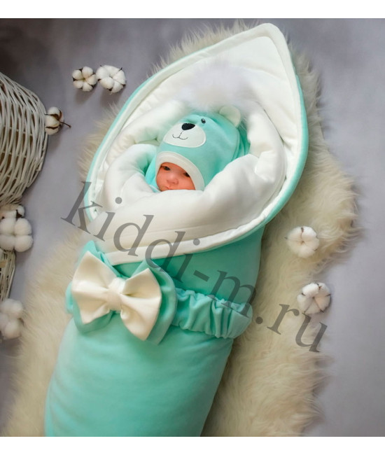 Зимний комплект на выписку Picolita Пушистики-Мишка ментол