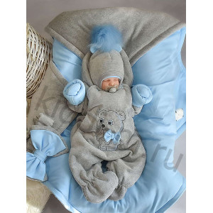 Зимний комплект Picolita Пушистики-Мишка серый-голубой