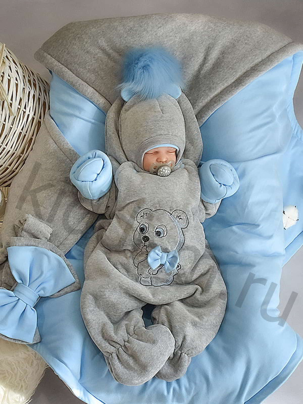 Зимний комплект Picolita Пушистики-Мишка серый-голубой