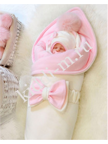 Зимний комплект на выписку Picolita Пушистики-Мишка молочный-розовый