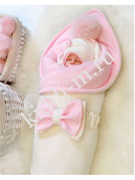 Зимний комплект на выписку Picolita Пушистики-Мишка молочный-розовый