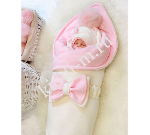 Зимний комплект на выписку Picolita Пушистики-Мишка молочный-розовый