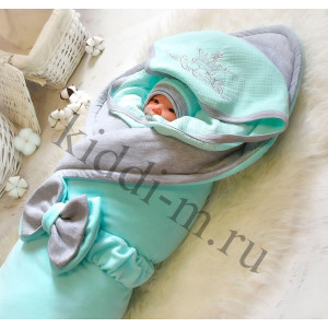 Зимний комплект на выписку Picolita Эстель ментол-серый