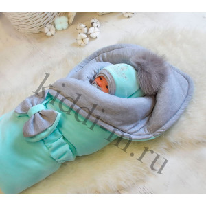 Зимний комплект на выписку Picolita Эстель ментол-серый