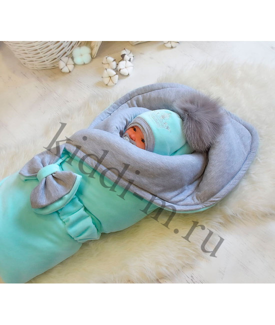 Зимний комплект на выписку Picolita Эстель ментол-серый