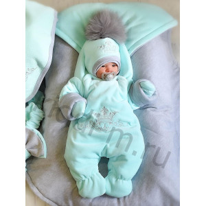 Зимний комплект на выписку Picolita Эстель ментол-серый