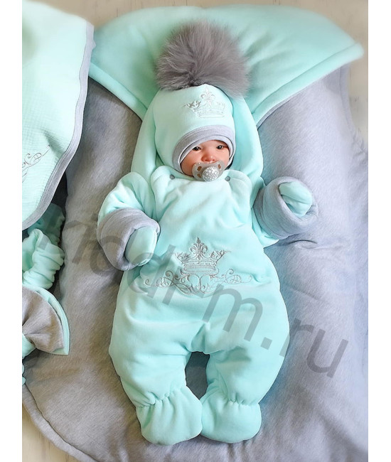 Зимний комплект на выписку Picolita Эстель ментол-серый