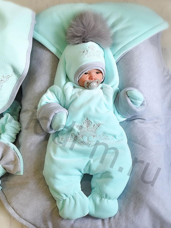 Зимний комплект Picolita Пушистики-Эстель ментол-серый