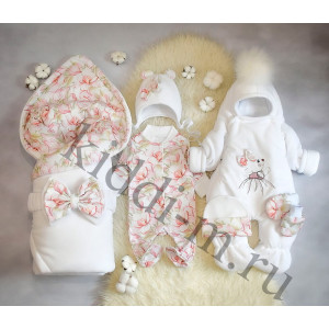 Зимний комплект Picolita Пушистики-Цветочный магнолия