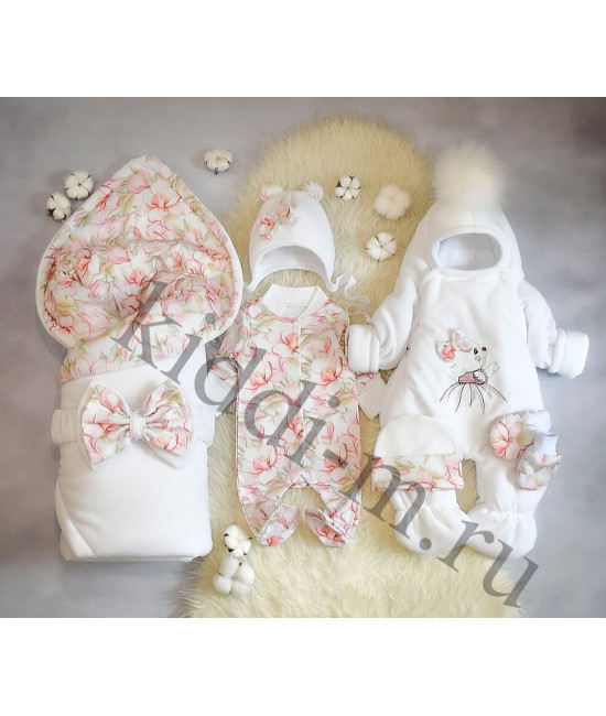 Зимний комплект Picolita Пушистики-Цветочный магнолия