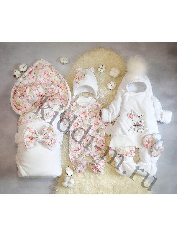 Зимний комплект Picolita Пушистики-Цветочный магнолия