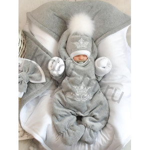 Зимний комплект на выписку Picolita Эстель серый-белый