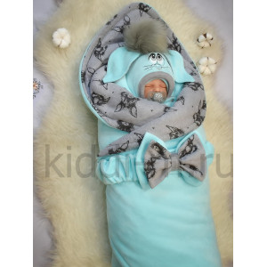 Зимний комплект Picolita Пушистики-Зайка бирюза-серый