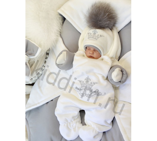 Зимний комплект на выписку Picolita Эстель молочный-серый