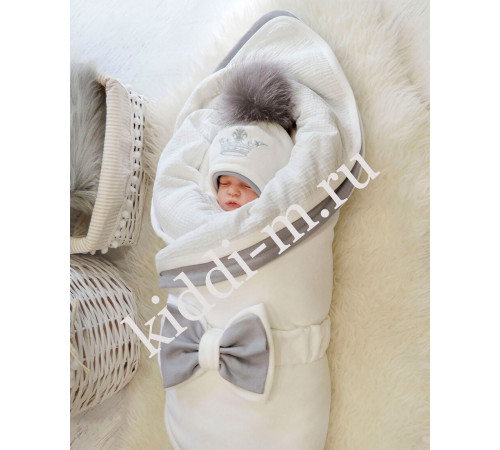 Зимний комплект на выписку Picolita Эстель молочный-серый