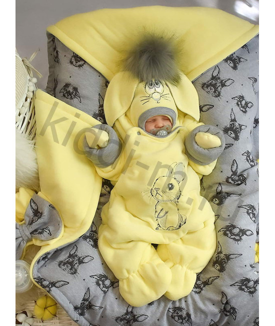 Зимний комплект на выписку Picolita Пушистики-Зайка желтый-серый