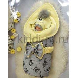 Зимний комплект на выписку Picolita Пушистики-Зайка желтый-серый