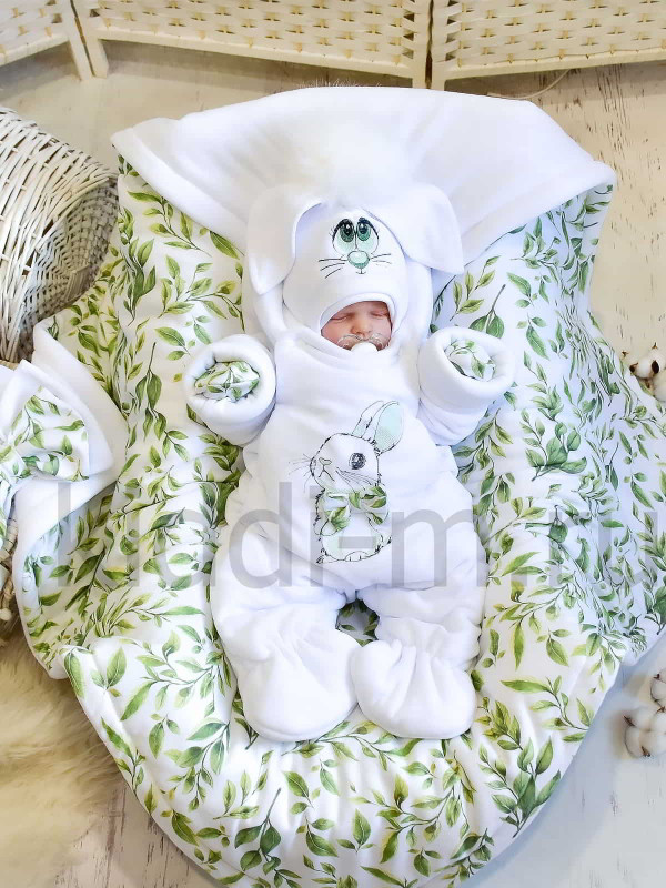 Зимний комплект Picolita Пушистики-Зайка белый-зеленый