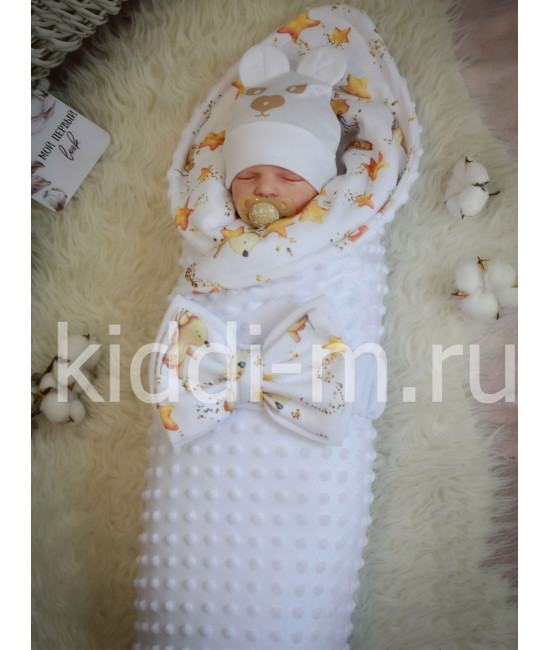 Комплект на выписку Picolita Топотушки-Минки белый-желтый